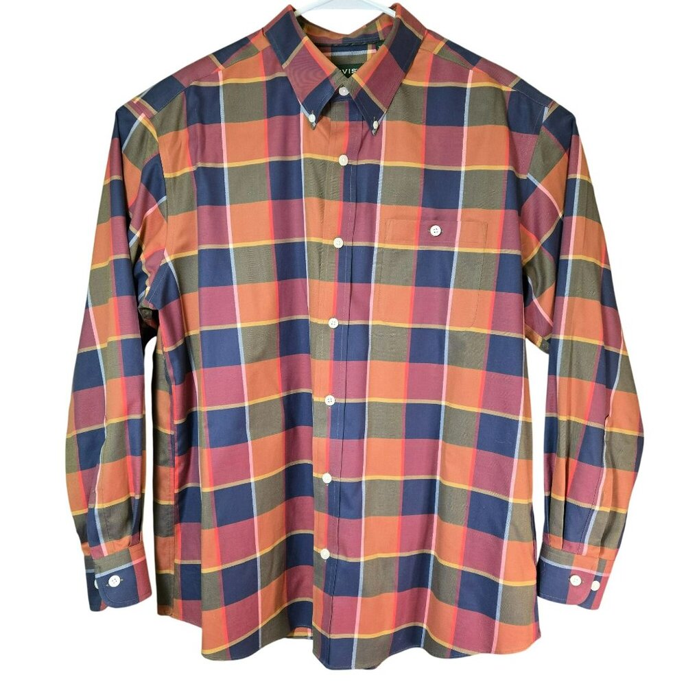 Orvis Mens Wrinkle-Free Madras Plaid Button-Down Shirt XL Vibrant Multicolor - Picture 1 of 12